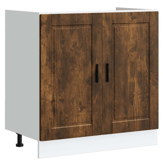 vidaXL Sink Base Cabinet "Porto" Smoked Oak 80x46x81,5 cm Engineered Wood