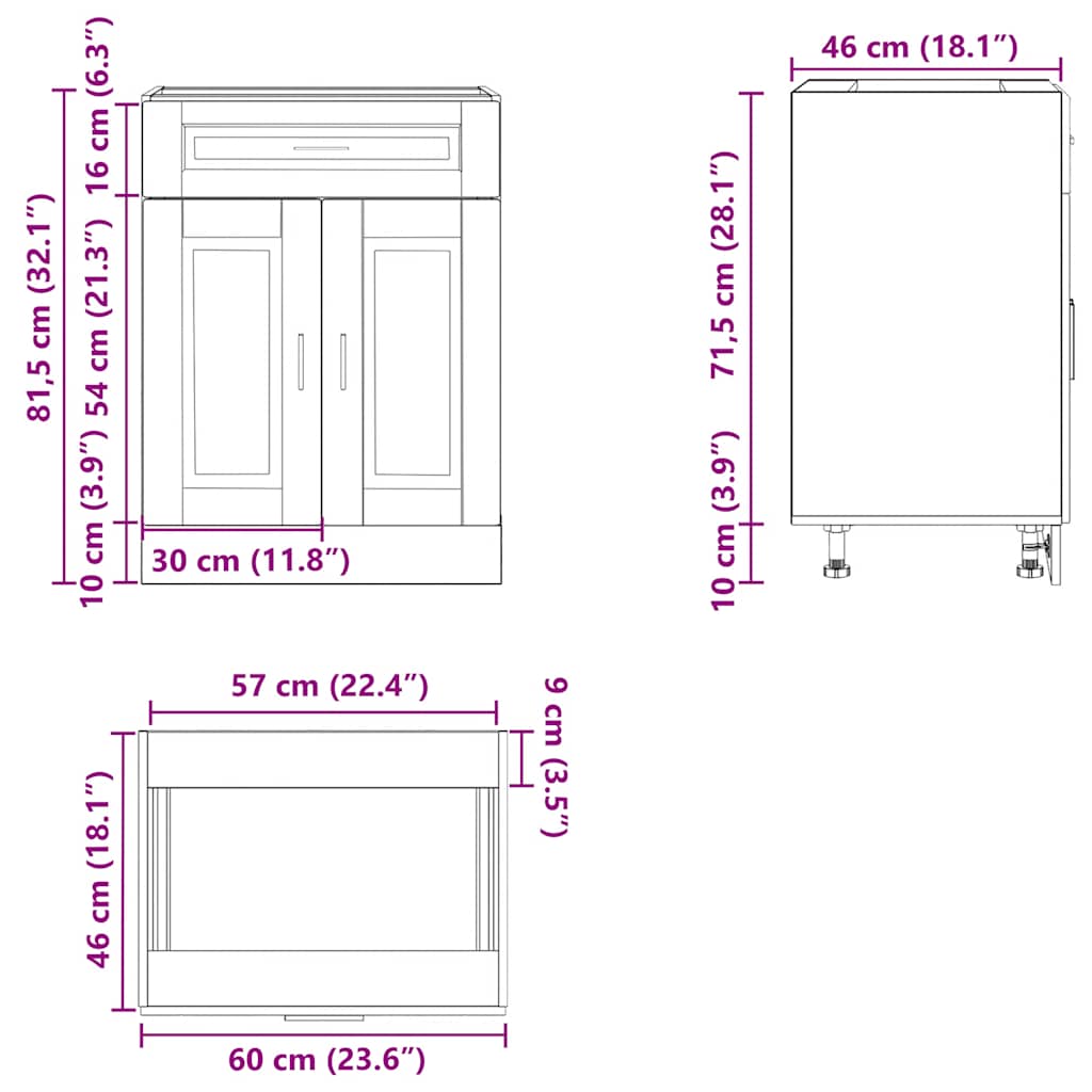 vidaXL Kitchen Base Cabinet Porto High Gloss White Engineered Wood