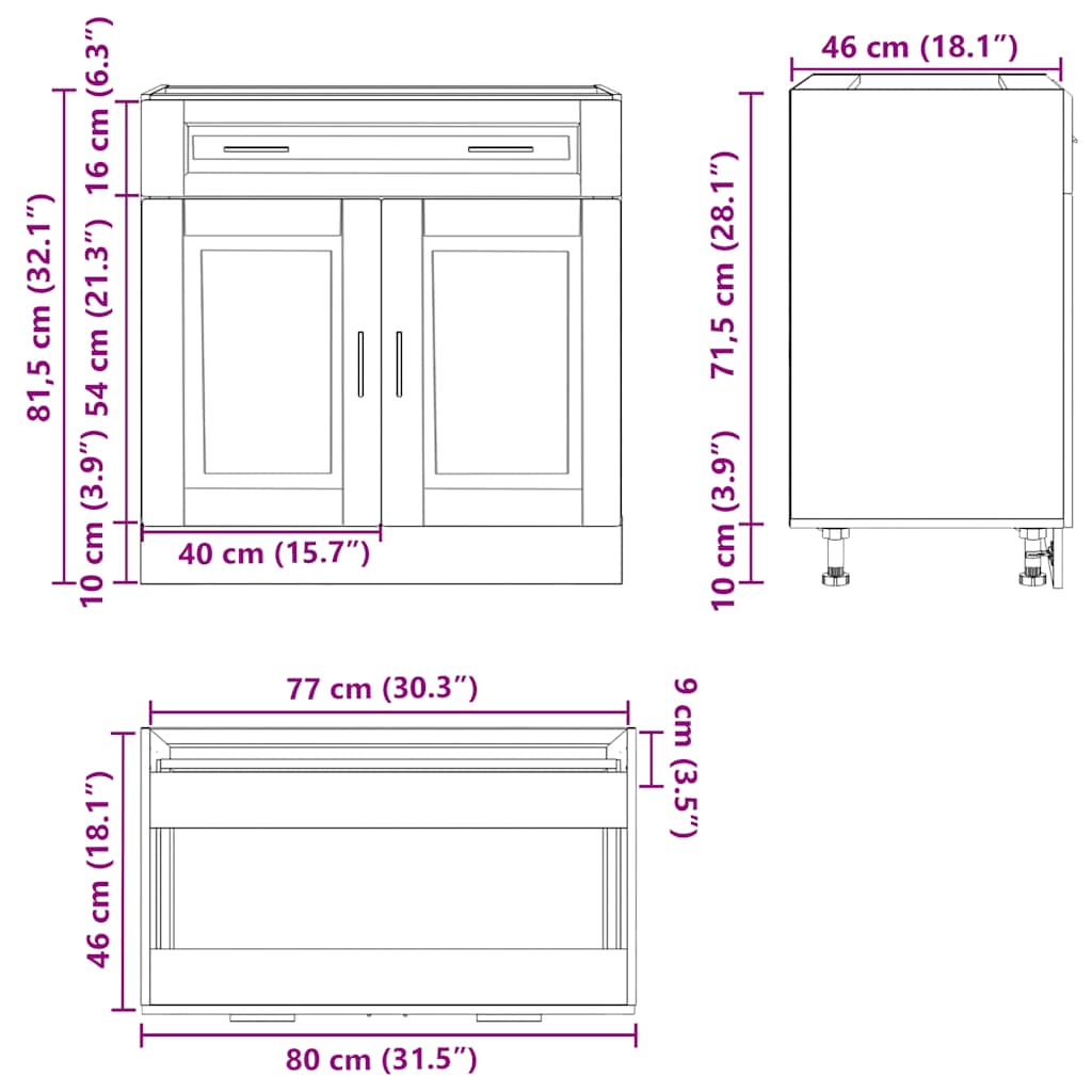 vidaXL Kitchen Base Cabinet Porto Sonoma Oak Engineered Wood