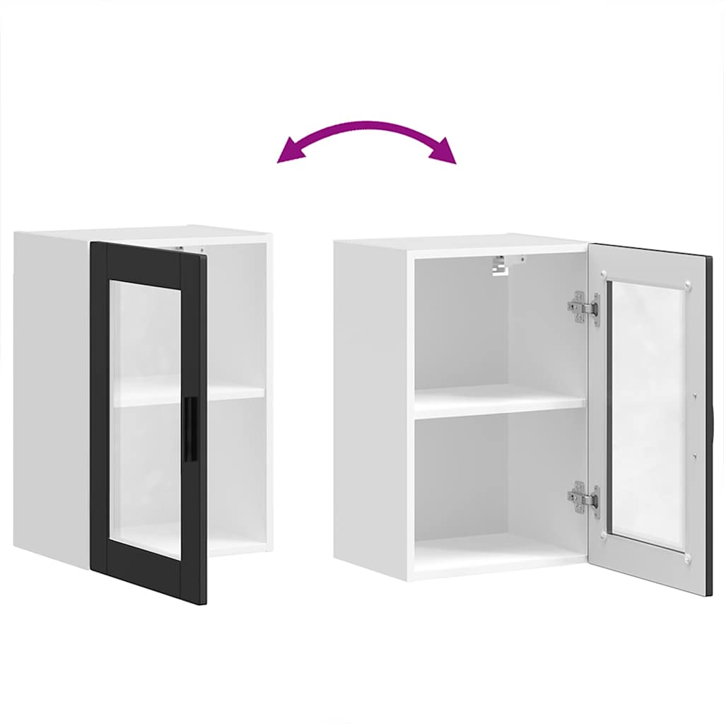 vidaXL Kitchen Wall Cabinet with Glass Door "Porto" Black