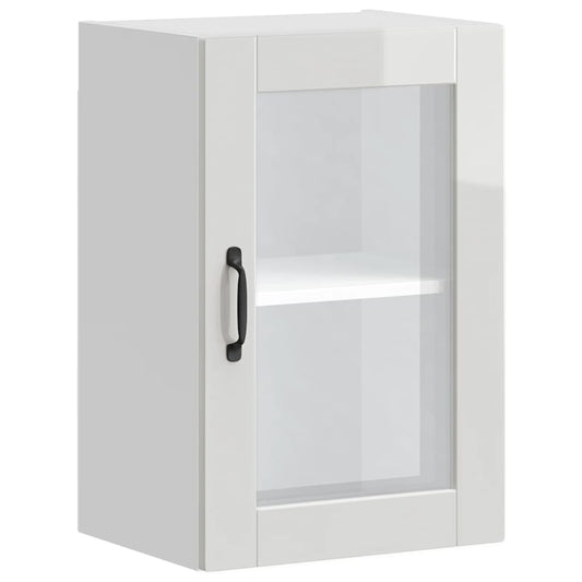 vidaXL Kitchen Wall Cabinet with Glass Door Porto High Gloss White