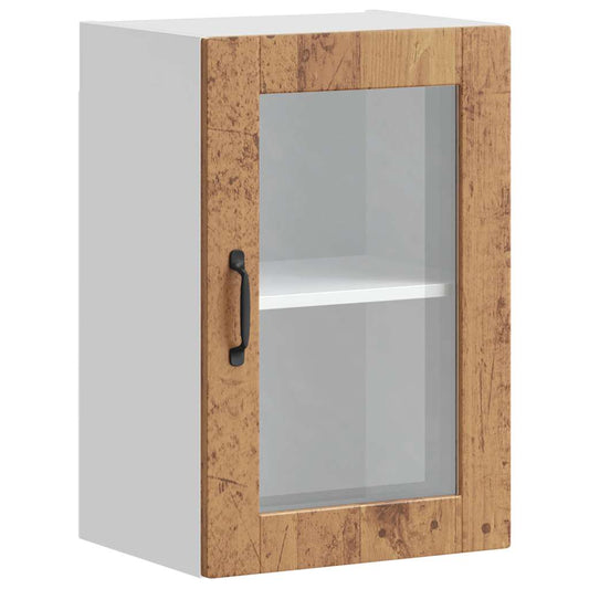 vidaXL Kitchen Wall Cabinet with Glass Door Porto Old Wood