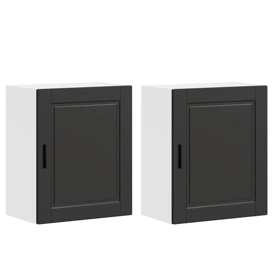 vidaXL Kitchen Wall Cabinets 2 pcs Porto Black Engineered Wood