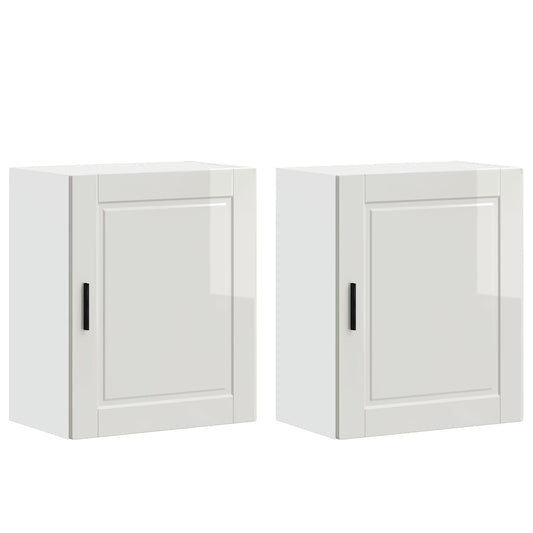 vidaXL Kitchen Wall Cabinets 2 pcs Porto High Gloss White Engineered Wood