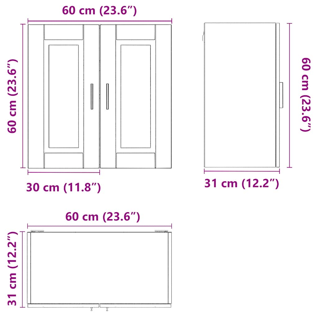 vidaXL Kitchen Wall Cabinet "Porto" White Engineered Wood