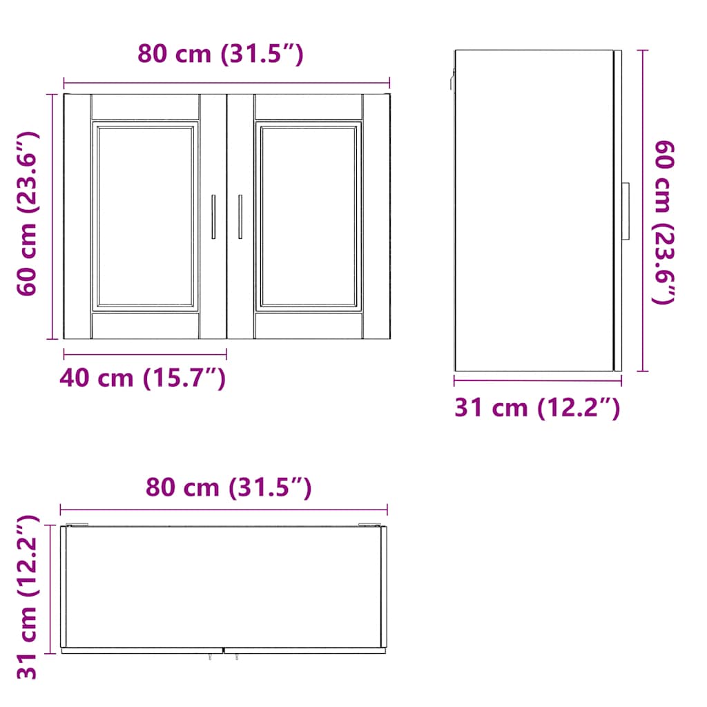 vidaXL Kitchen Wall Cabinet "Porto" High Gloss White Engineered Wood