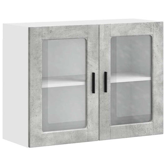 vidaXL Kitchen Wall Cabinet with Glass Door "Porto" Concrete Grey