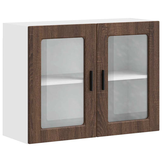 vidaXL Kitchen Wall Cabinet with Glass Door "Porto" Brown Oak