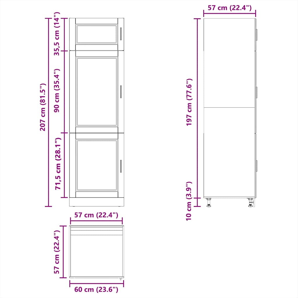 vidaXL Kitchen Cupboard "Porto" Smoked Oak Engineered Wood