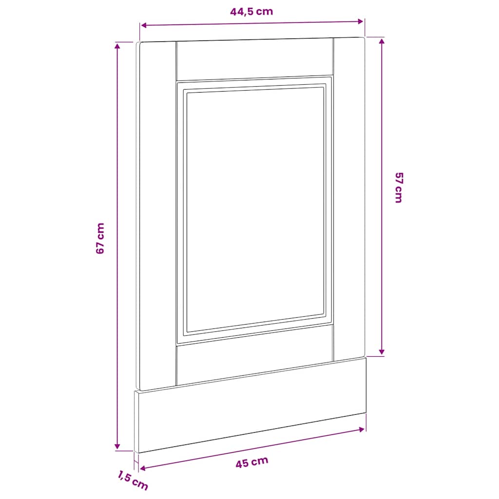 vidaXL Dishwasher Panel Porto High Gloss White 45x1,5x57 cm Engineered Wood