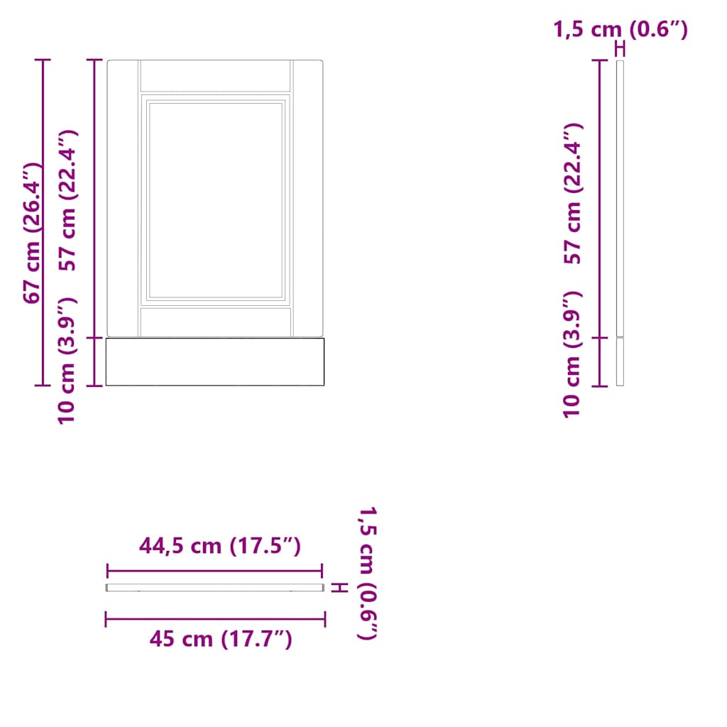 vidaXL Dishwasher Panel Porto Concrete Grey 45x1,5x57 cm Engineered Wood