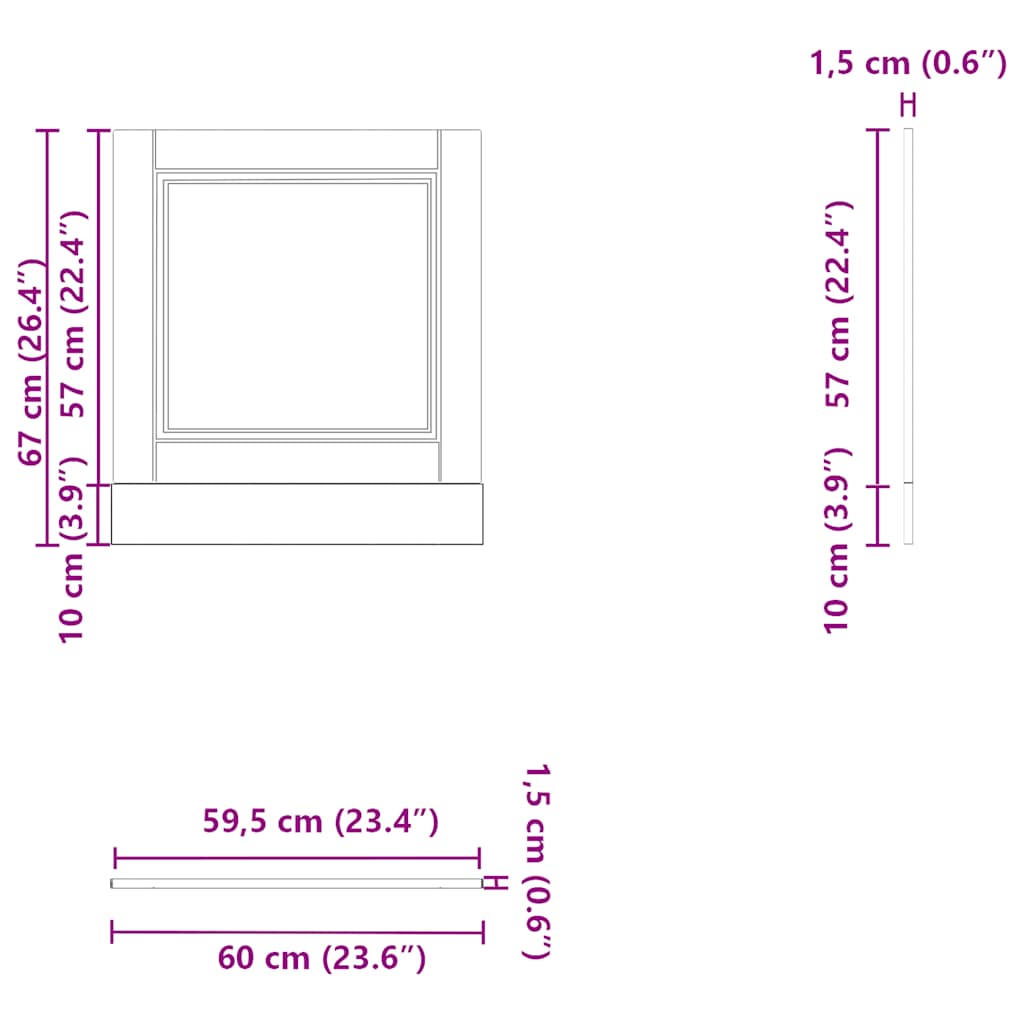 vidaXL Dishwasher Panel Porto Brown Oak 60x1.5x57 cm Engineered Wood
