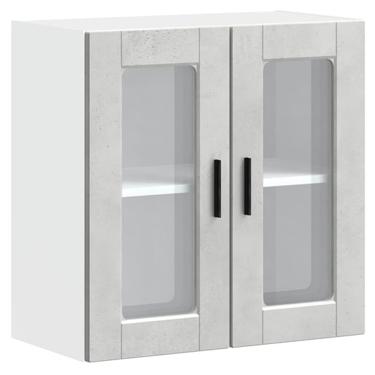 vidaXL Kitchen Wall Cabinet with Glass Door "Porto" Concrete Grey
