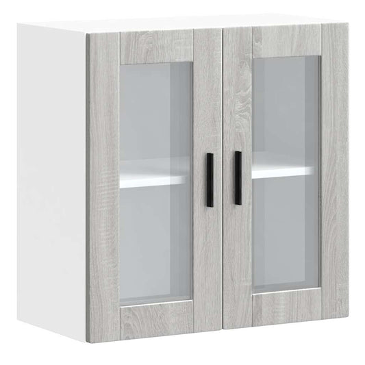 vidaXL Kitchen Wall Cabinet with Glass Door Porto Grey Sonoma