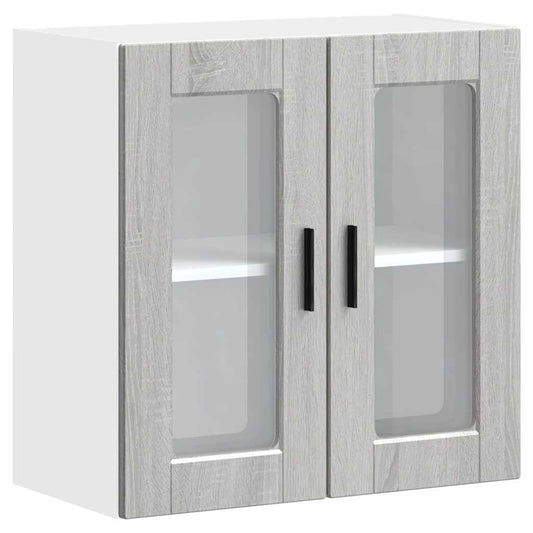 vidaXL Kitchen Wall Cabinet with Glass Door "Porto" Grey Sonoma