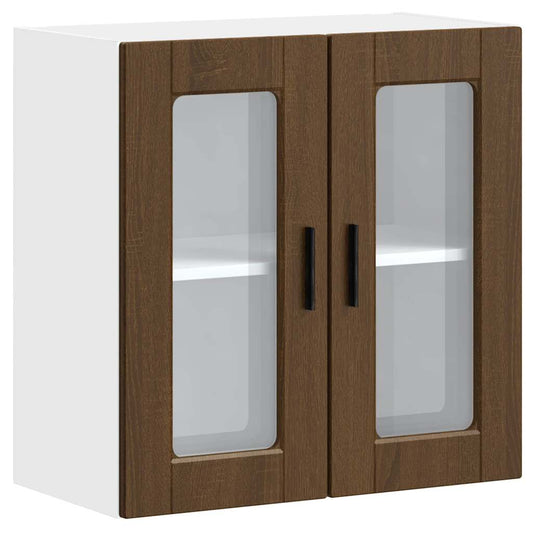 vidaXL Kitchen Wall Cabinet with Glass Door "Porto" Brown Oak