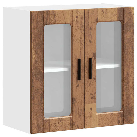 vidaXL Kitchen Wall Cabinet with Glass Door "Porto" Old Wood