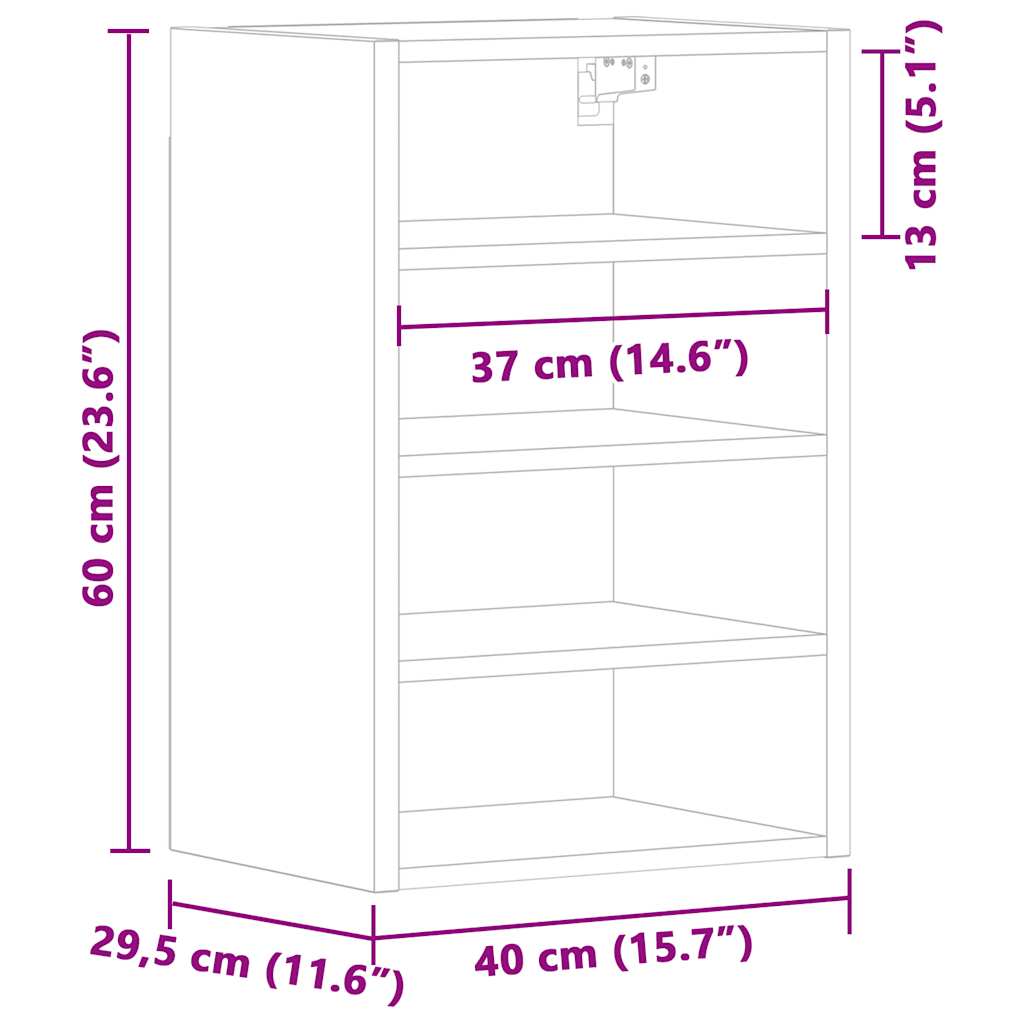 vidaXL Hanging Cabinet "Riga" White 40x29,5x60 cm Engineered Wood