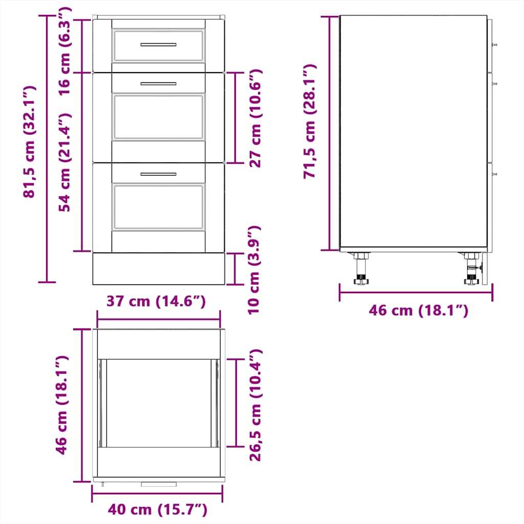 vidaXL Kitchen Base Cabinet Porto White Engineered Wood