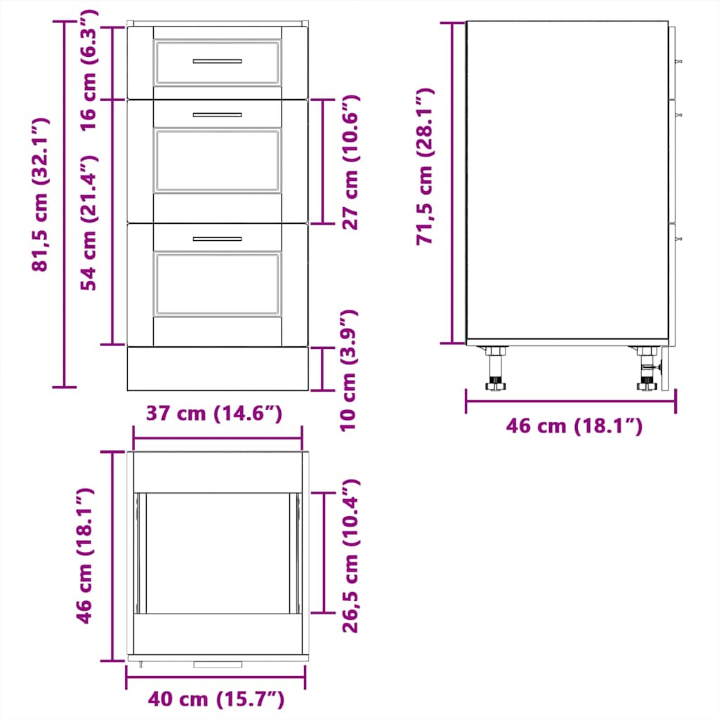 vidaXL Kitchen Base Cabinet Porto Grey Sonoma Engineered Wood