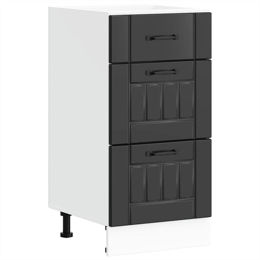 vidaXL Kitchen Base Cabinet "Lucca" Black Engineered Wood