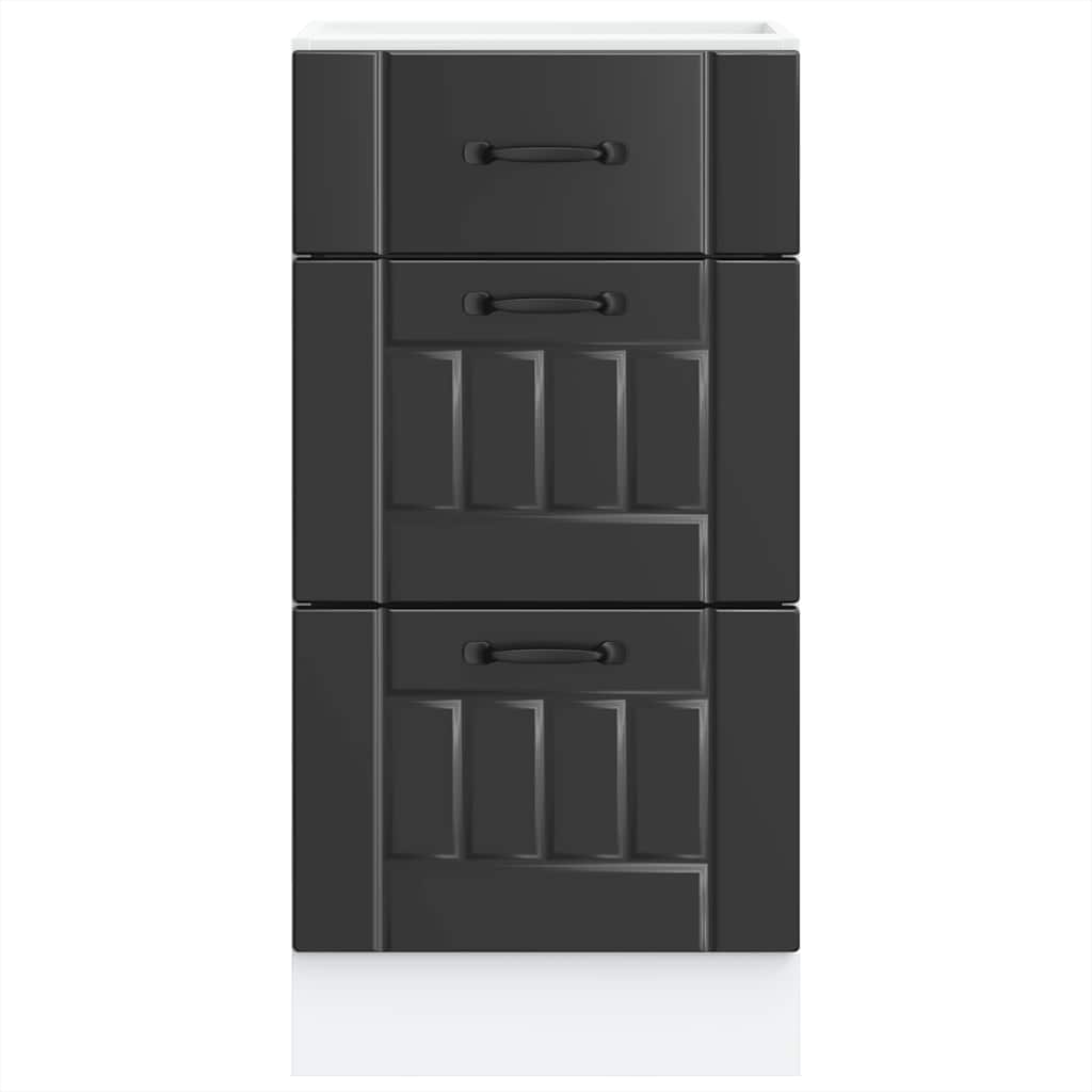 vidaXL Kitchen Base Cabinet "Lucca" Black Engineered Wood