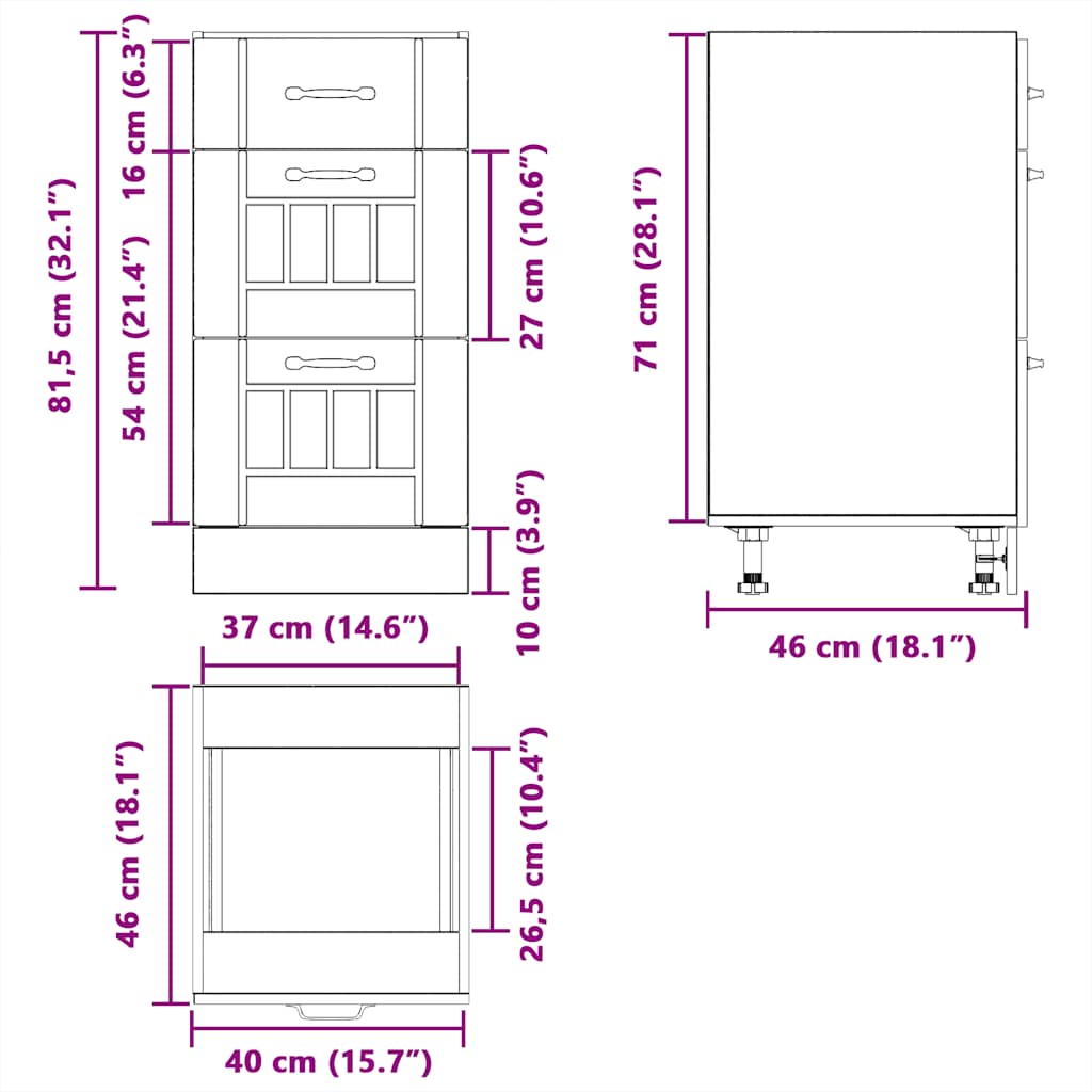 vidaXL Kitchen Base Cabinet Lucca Artisan Oak Engineered Wood