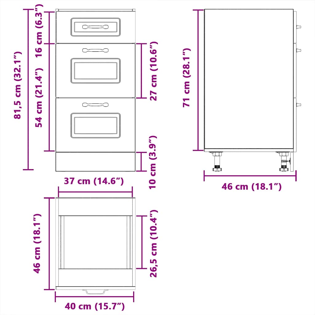 vidaXL Kitchen Base Cabinet "Kalmar" High Gloss White Engineered Wood