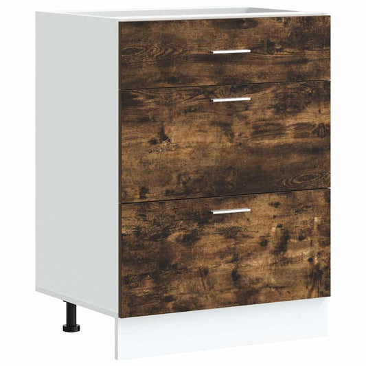vidaXL Kitchen Base Cabinet "Lyon" Smoked Oak Engineered Wood