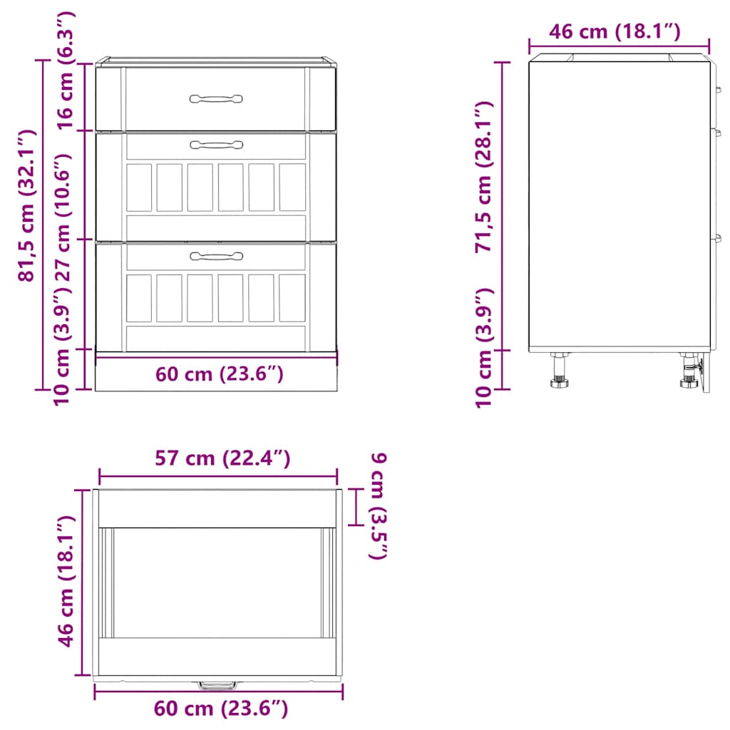 vidaXL Kitchen Base Cabinet Lucca Artisan Oak Engineered Wood