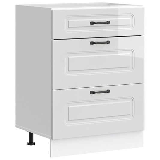 vidaXL Kitchen Base Cabinet "Kalmar" High Gloss White Engineered Wood