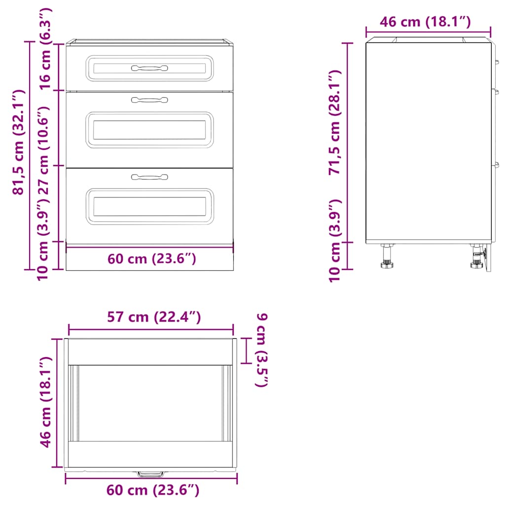 vidaXL Kitchen Base Cabinet Kalmar Sonoma Oak Engineered Wood