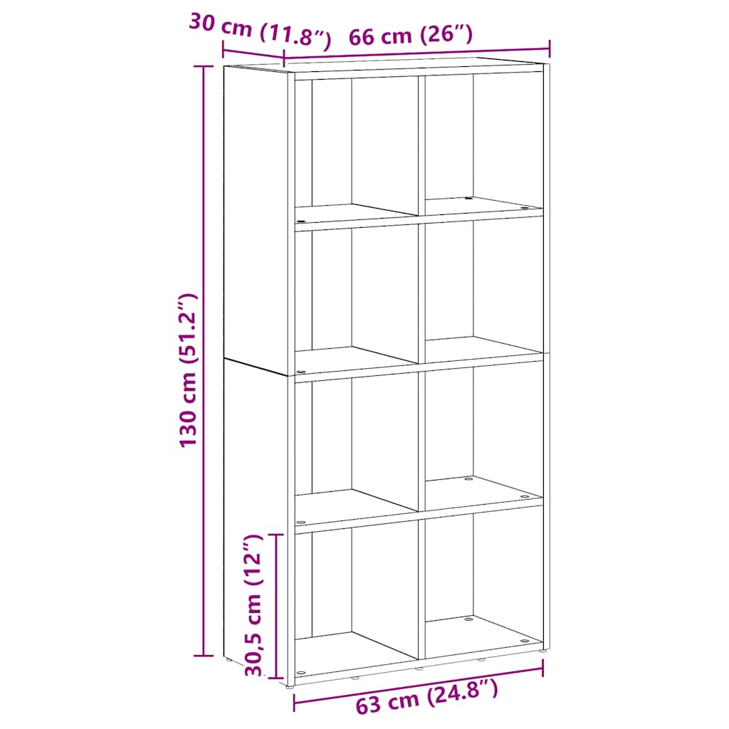 vidaXL Book Cabinet Artisan Oak 66x30x130 cm Engineered Wood