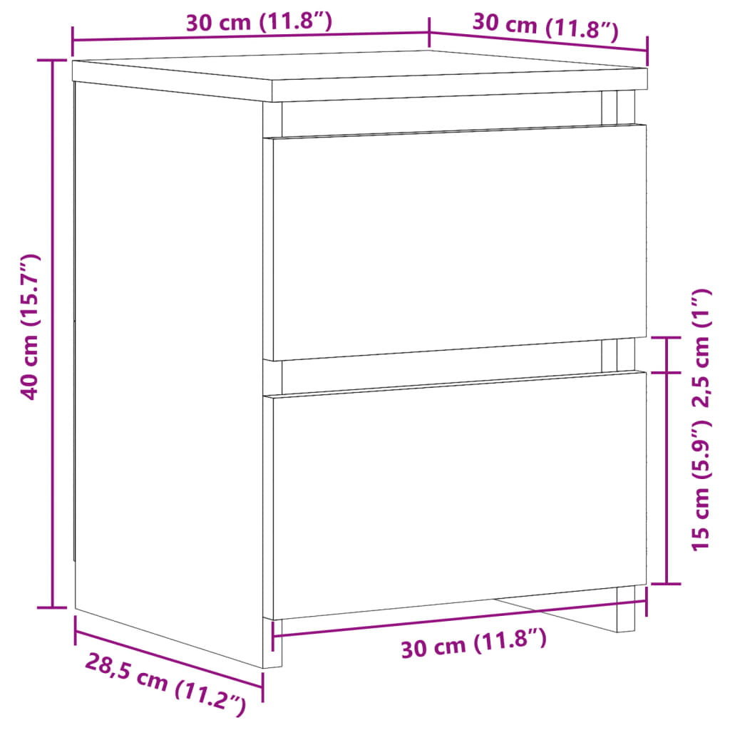 vidaXL Bedside Cabinets 2 pcs Old Wood 30x30x40 cm Engineered Wood