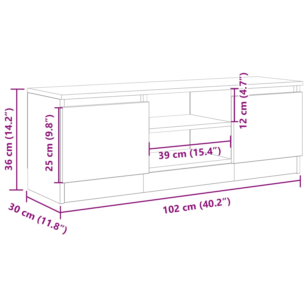 vidaXL TV Cabinet Old Wood 102x30x36 cm Engineered Wood