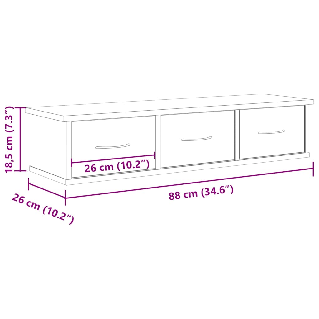 vidaXL Wall Cabinet Artisian Oak 88x26x18.5 cm Engineered Wood