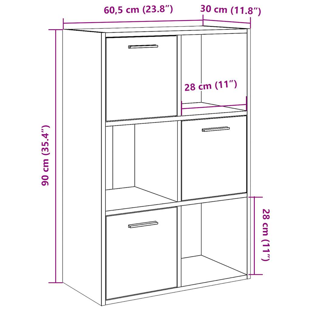 vidaXL Bookshelf Old Wood 60,5x30x90 cm Engineered Wood
