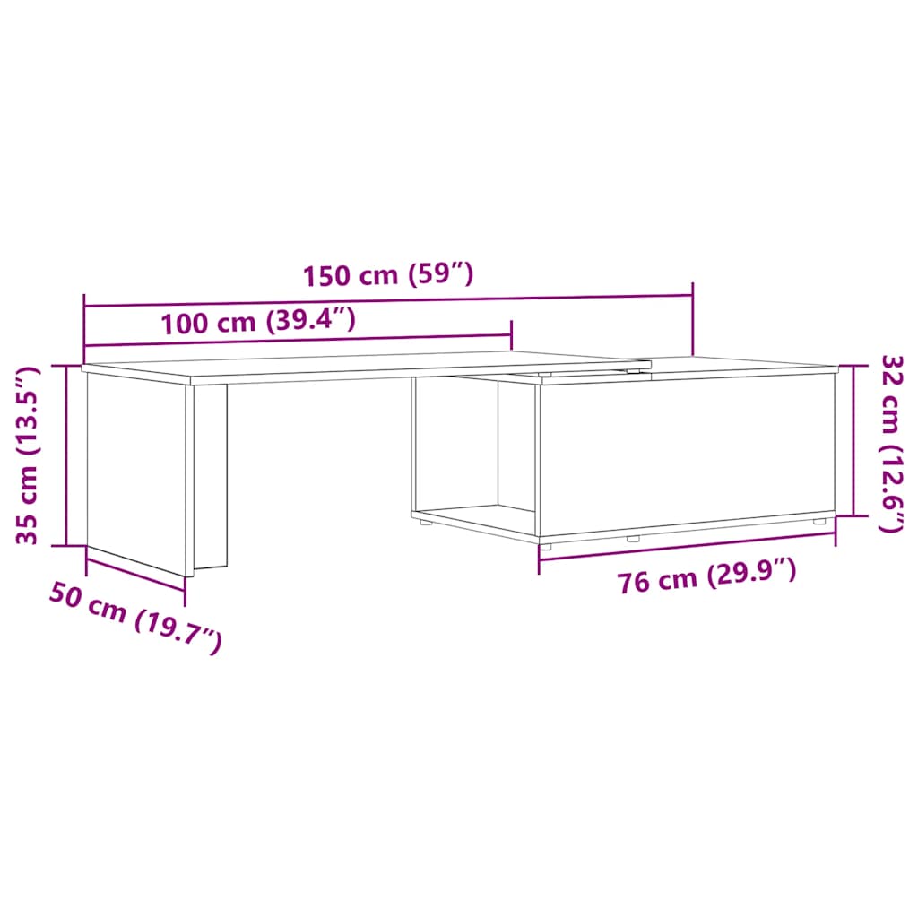 vidaXL Coffee Table | Artisan Oak | Engineered Wood | 150x50x35 cm