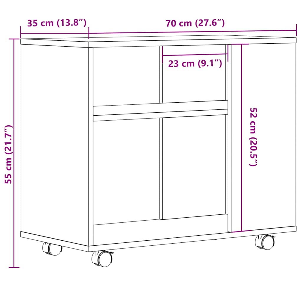 vidaXL Side Table Old Wood 70x35x60.5 cm Engineered Wood