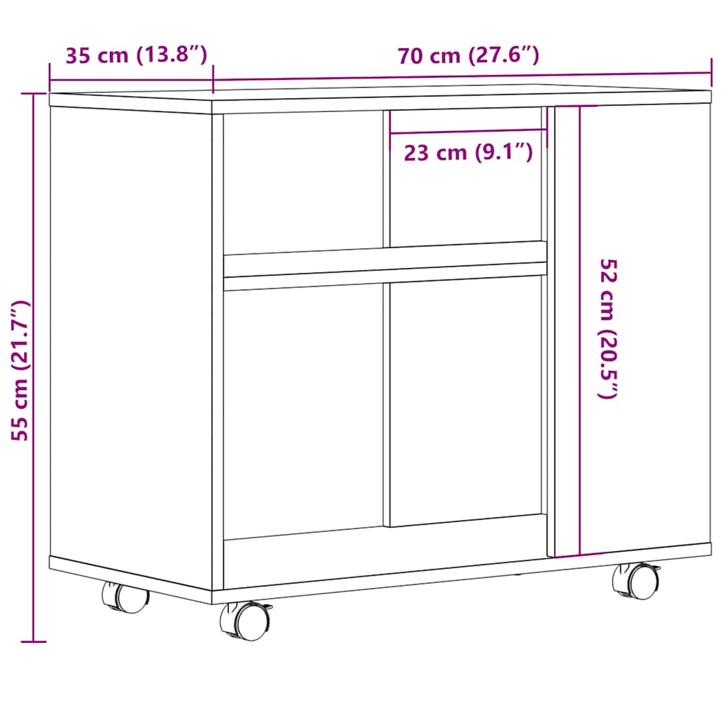 vidaXL Side Table Artisan Oak 70x35x60.5 cm Engineered Wood