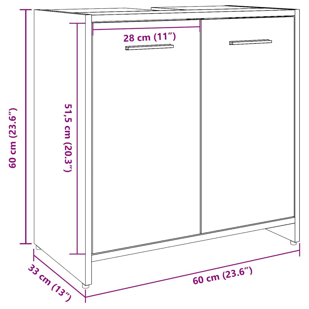 vidaXL Bathroom Sink Cabinet Old Wood 60x33x60 cm Engineered Wood