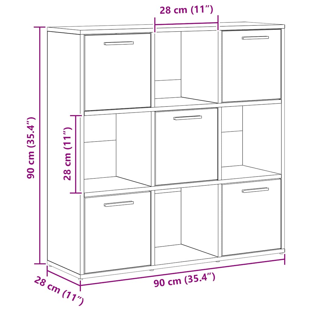 vidaXL Bookshelf Artisan Oak 90x28x90 cm Engineered Wood