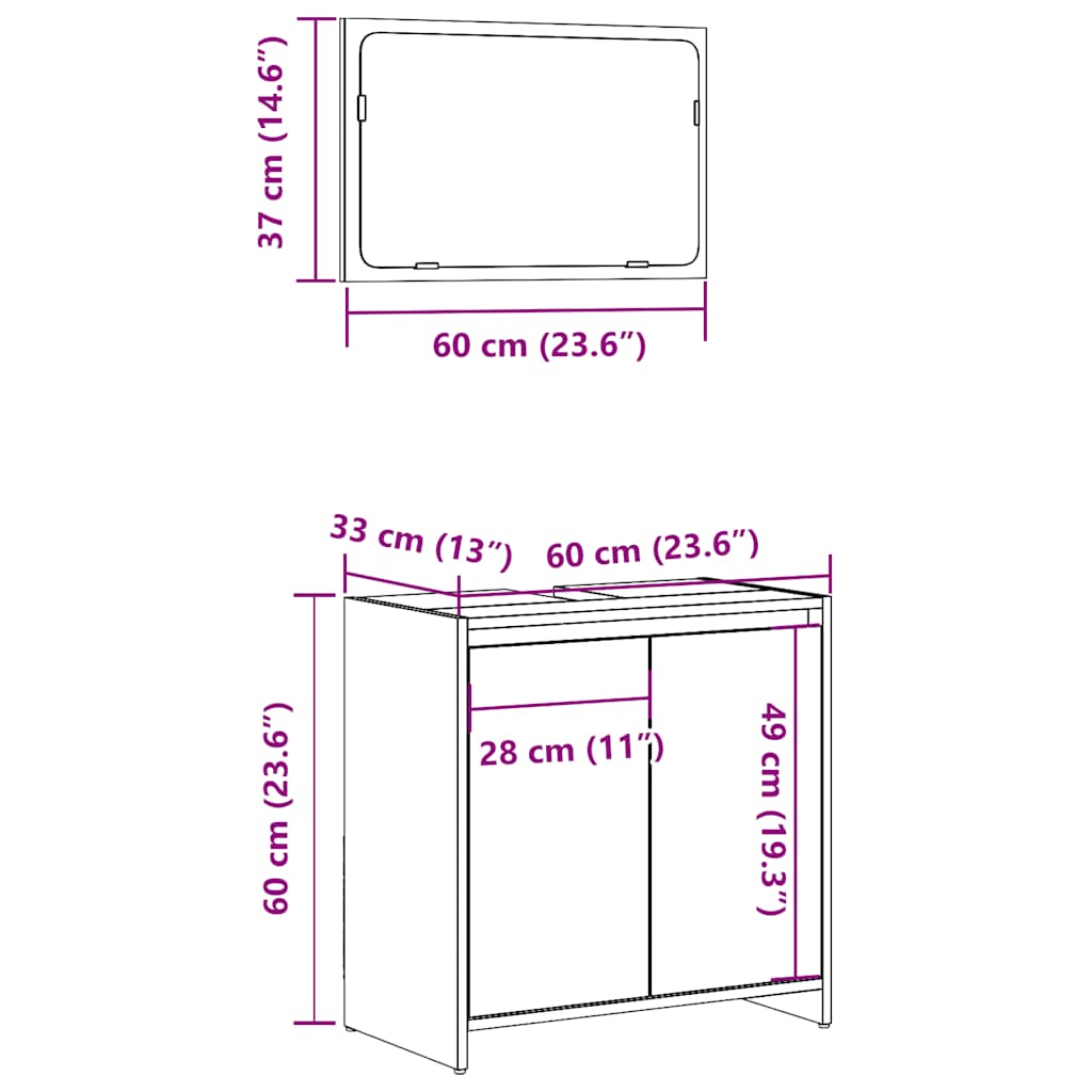 vidaXL 2 Piece Bathroom Furniture Set Old Wood Engineered Wood
