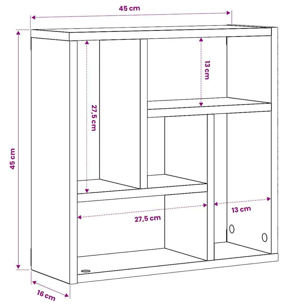 vidaXL Wall Shelf Artisan Oak 45x16x45 cm Engineered Wood