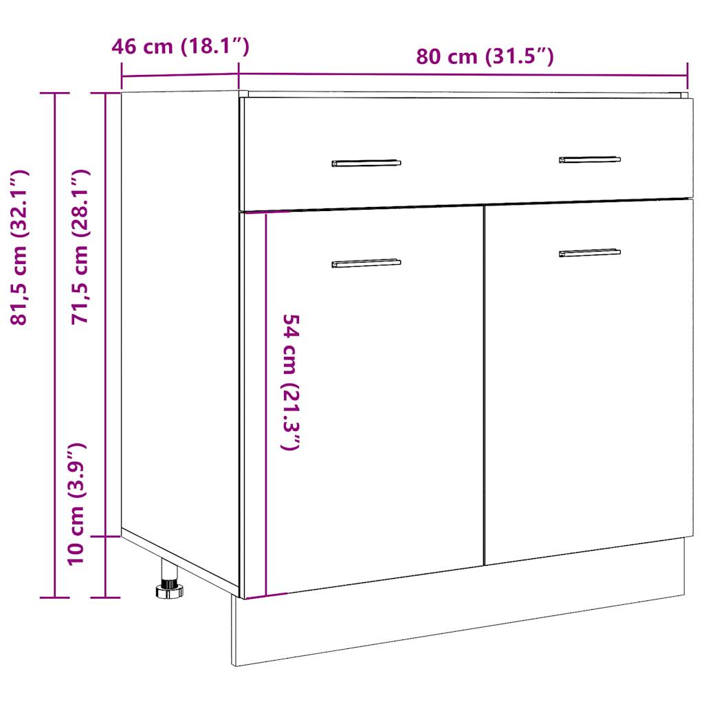 vidaXL Drawer Bottom Cabinet "Lyon" Old Wood 80x46x81,5 cm Engineered Wood