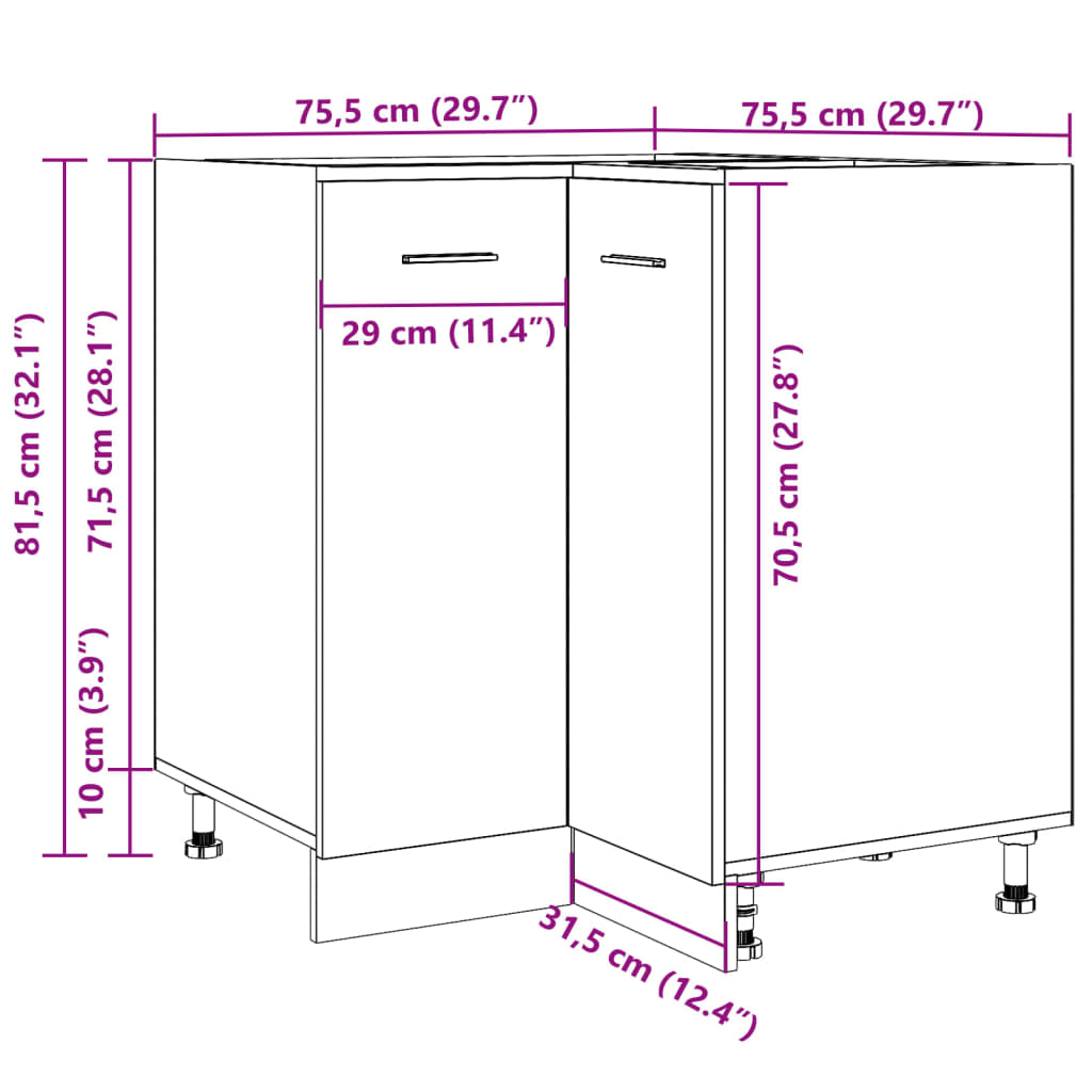 vidaXL Kitchen Cabinet "Lyon" Old Wood 75,5x75,5x81,5 cm Engineered Wood