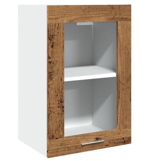 vidaXL Hanging Glass Cabinet "Lyon" Old Wood 40x31x60 cm Engineered Wood