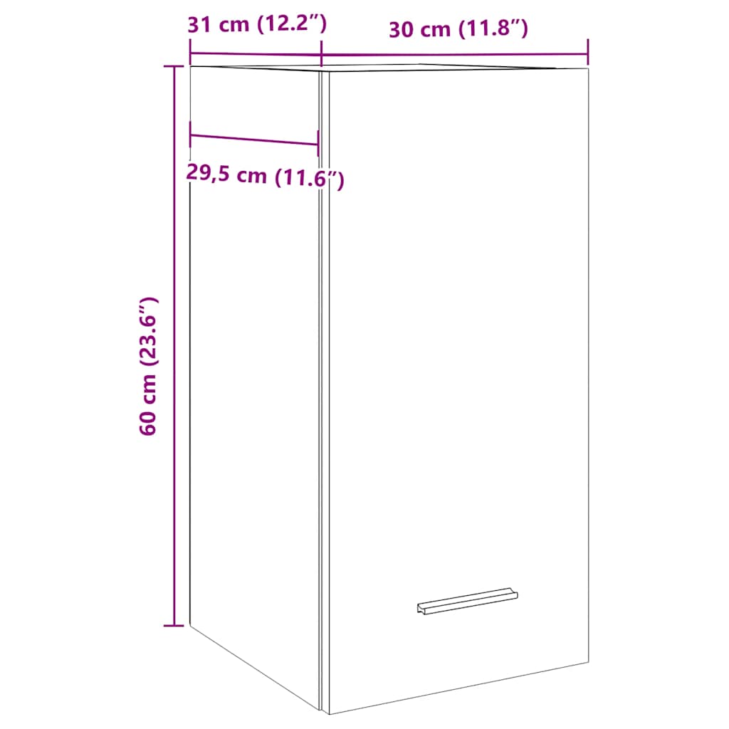 vidaXL Hanging Cabinet "Lyon" Artisan Oak 30x31x60 cm Engineered Wood