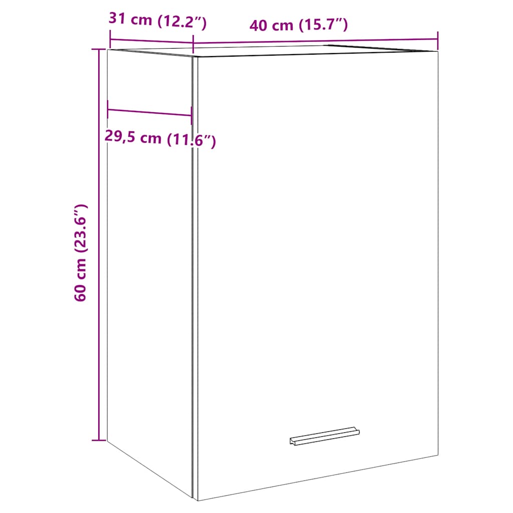 vidaXL Hanging Cabinet Lyon Artisan Oak 40x31x60 cm Engineered Wood