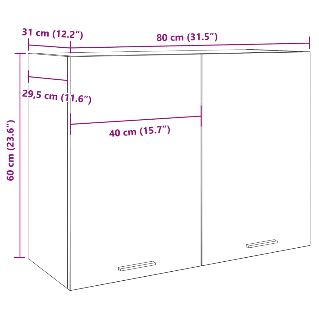 vidaXL Hanging Cabinet "Lyon" Old Wood 80x31x60 cm Engineered Wood